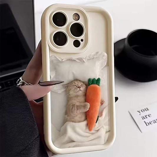Candy Color Cute Cat Phone Case For iPhone 11 Case iPhone 15 13 12 14 16 Pro Max XR XS 7 8 Plus SE Funny Matte Shockproof Cover