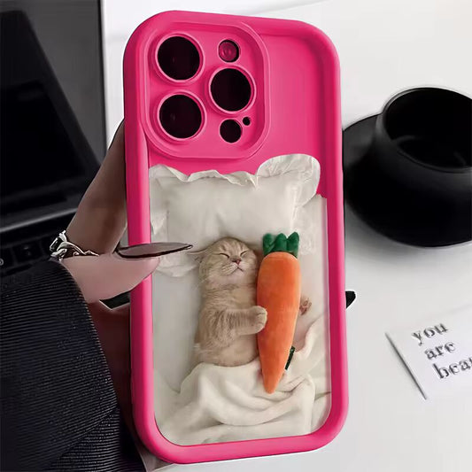 Candy Color Cute Cat Phone Case For iPhone 11 Case iPhone 15 13 12 14 16 Pro Max XR XS 7 8 Plus SE Funny Matte Shockproof Cover
