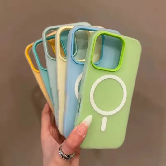 Luxury Candy Color 2 IN 1 Magsafe Case for iPhone 16 15 14 Plus 13 11 12 Pro Max Magnetic Wireless Charge Bumper Matte Cover